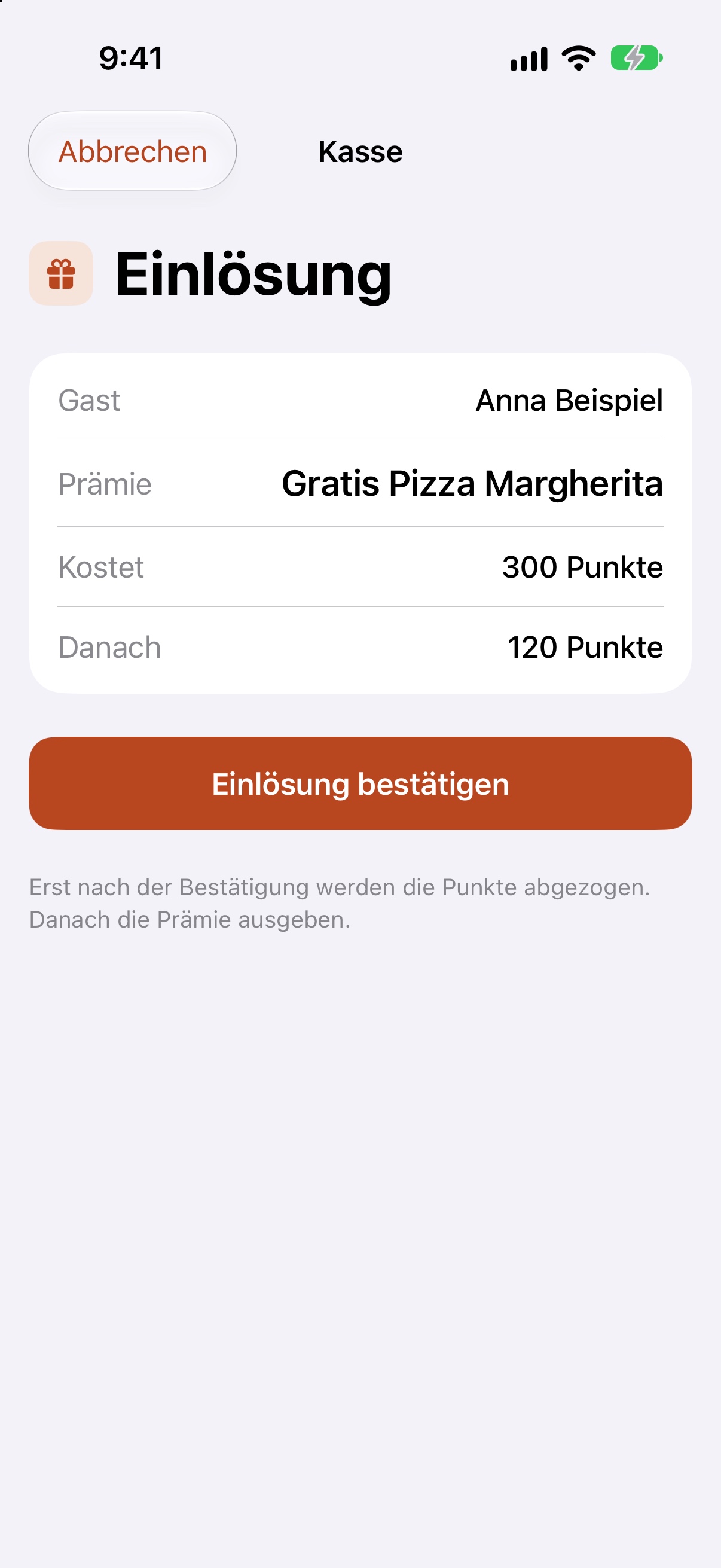 Prämie bestätigen