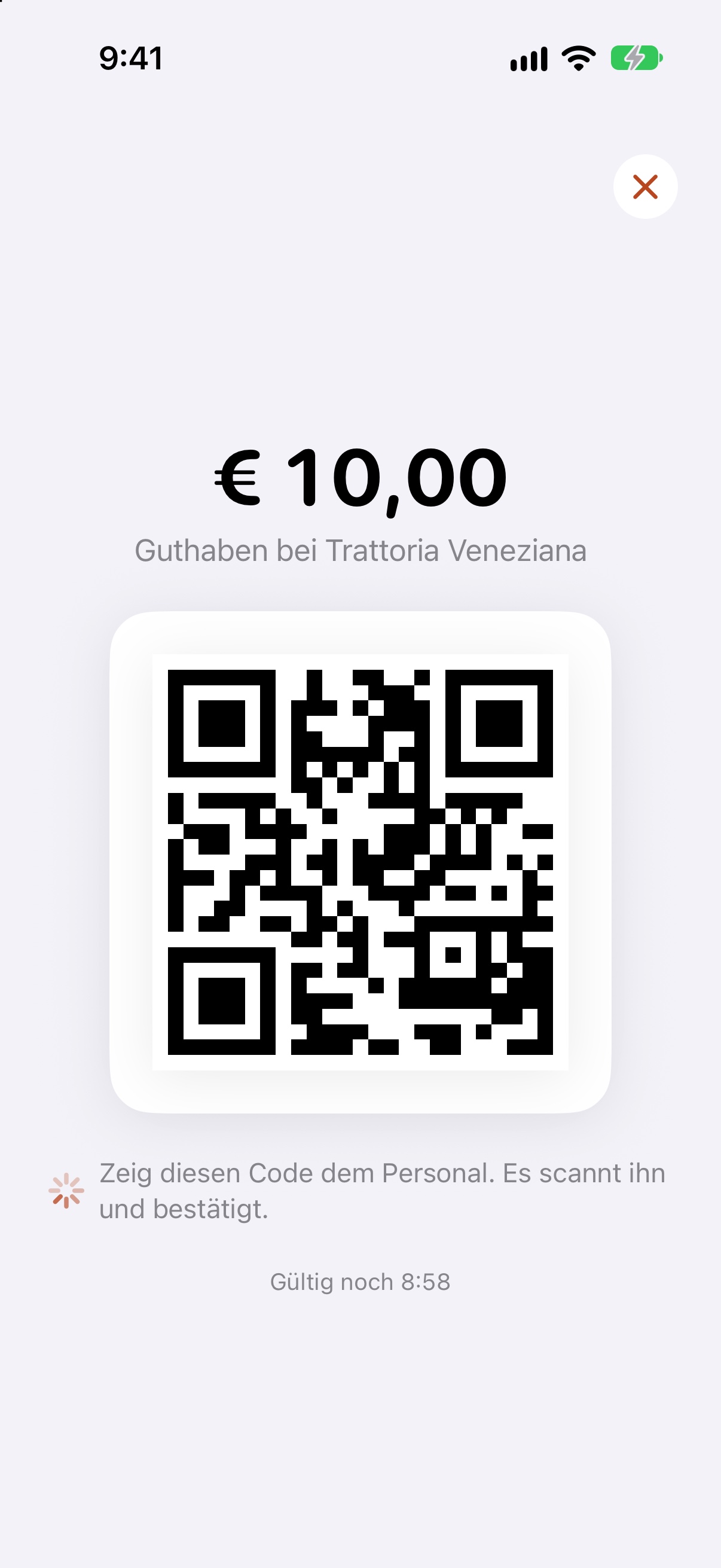 Guthaben einlösen.